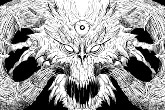 draw super scary monster where ai cant do it