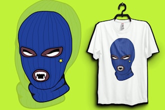 create custom cartoon graphic t shirt design for your merch