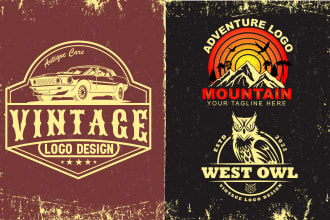 do unique vintage, retro, badge or rustic logo design