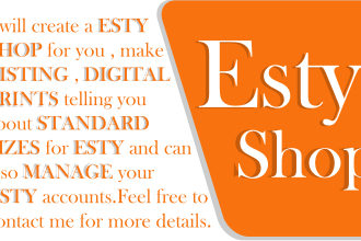 do complete etsy store setup, title, tags, product upload