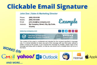 design clickable HTML email signature for gmail, outlook etc