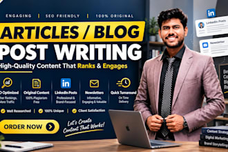 write linkedin articles, news posts, and SEO website blogs