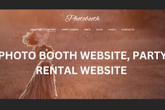 build 360 photo booth website, party rental website with online booking