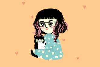 create a cute family portrait including your pet in 24 hours