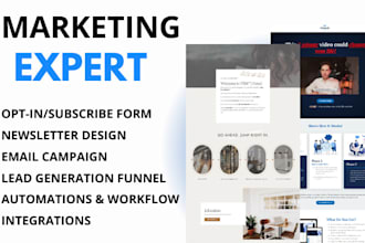 setup newsletter, email campaign on getresponse, mailchimp, mailerlite, aweber