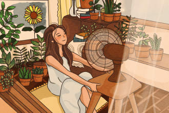 create your idea in aesthetic lofi style illustration