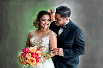 draw lovely couple and wedding portrait oil painting