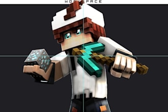 make 3 minecraft renders within 12 hours