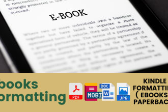 ebook formatting, layout design, and  amazon kindle book publishing