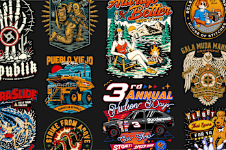 create retro vintage design and illustration for clothing