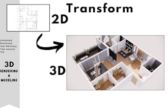 transform your 2d plan to 3d rendering floor plan