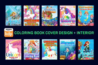 create an amazon kdp kids and adult coloring book cover design