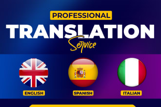 provide perfect translation between english, spanish and italian