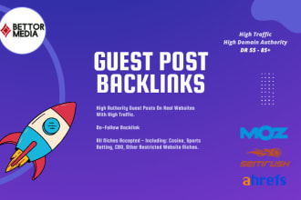 create backlinks or guest posts on unique high da and high traffic sites