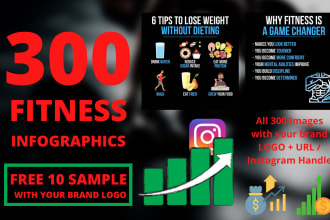 design trendy and modern fitness, diet and health infographics for instagram