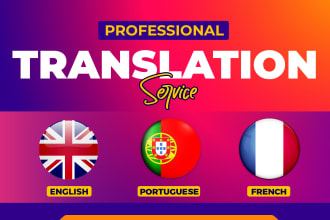 provide perfect translation between english, portuguese and french