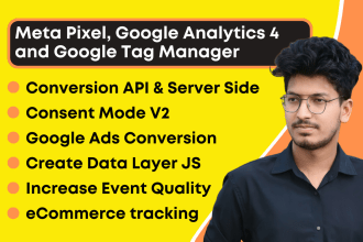 setup facebook pixel, conversion api, google analytics 4 with consent mode v2