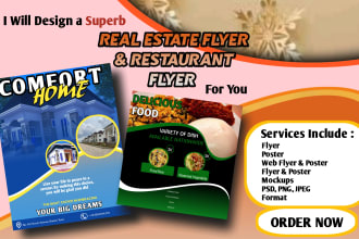 design a superb real estate and restaurant flyer for you