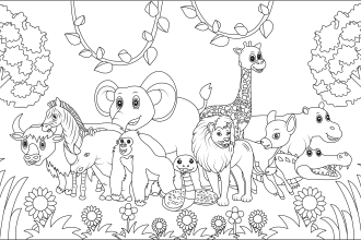 draw and design unique coloring book page for children