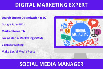 be your digital marketing manager  SEO, social media marketing