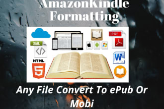 convert PDF to epub, mobi, kdp, paperback, ebook conversion and ebook formatting