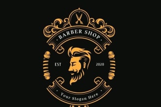 design professional barber shop and vintage salon logo