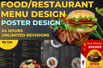 design food menu, restaurant menu, poster, logo for you