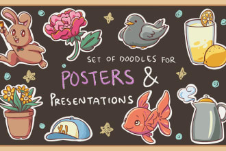 draw set of stickers for your merch, stream asset, poster and presentation