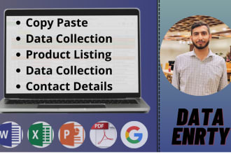 data entry, find emails, ms office, data collection, copy paste and typing work
