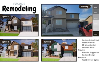 remodel facade of your house, office, shop with 3d rendering