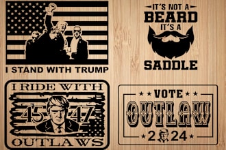 vector and engrave trump desgine and american flag