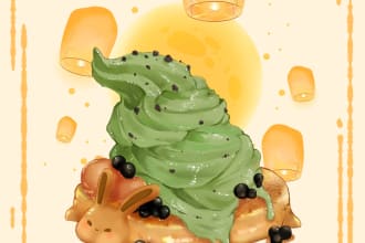 draw cute pet kawaii doodles, menu food, drink you want