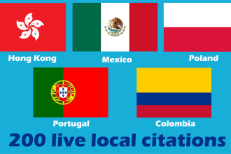 do 200 live local citations hong kong, mexico, portugal, poland, colombia, seo