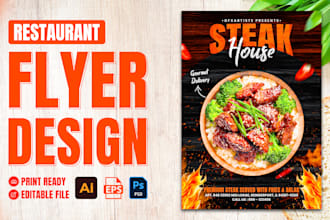design restaurant flyer, food menu, poster and price list