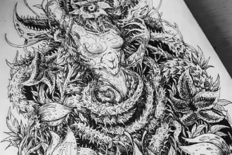 create a dark art for your merch or band and tattoo