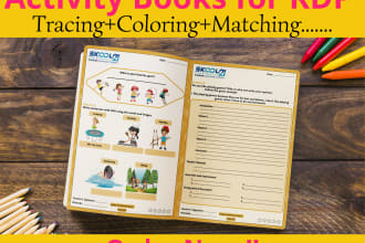 illustrate kids activity book coloring handwriting workbook for KDP