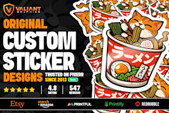 do amazing custom sticker designs and sticker packs for you