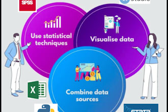 do statistical data analysis using rstudio, spss and excel