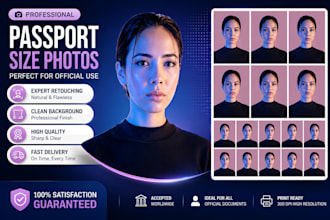 do passport, stamp size photo from any picture with in 24hour