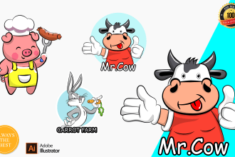 design a cartoon logo, cute mascot, animal character