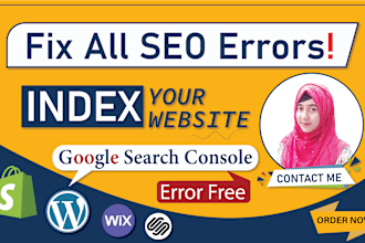 fix google index issue, search console error issues and page indexing