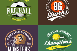 do a soccer, basketball, football, and baseball logo in 1 day