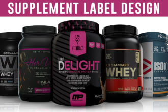 do supplement label design, unique hot sauce label and beverage bottle in 1 hour