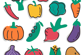 the object of fruits, vegetables, vegetables, flat style