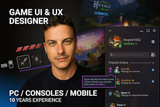 design professional game UI UX, hud, menus and interfaces