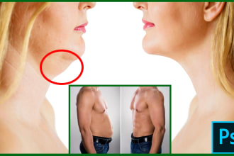 remove double chin, face and body slimming by photoshop