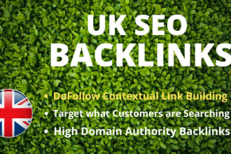 build 25 high quality SEO with da PR backlinks for UK