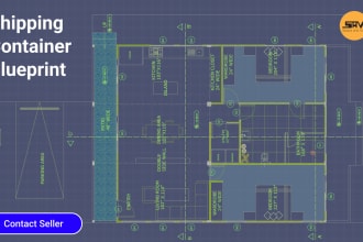 make shipping container blueprints, layout, drawings, 3d