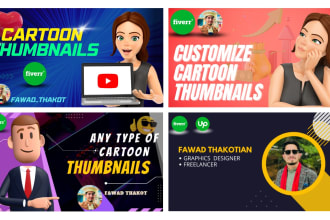 design customize cartoon youtube thumbnail in 2 hour