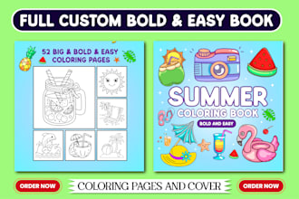 do unique, trending bold and easy coloring book for amazon KDP, a plus content